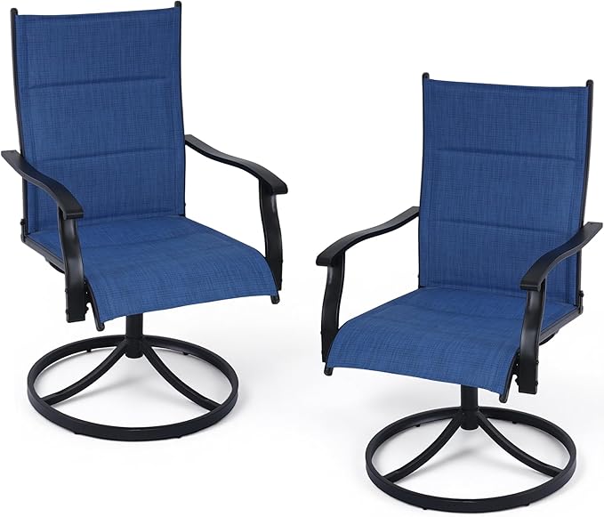 Outdoor Swivel Rocking Chairs Set of 2, High-Back Patio Dining Chairs, All-Weather Rotating Lounge Chairs for Garden - Photo 1
