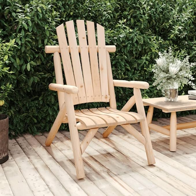 Natural Solid Spruce Wood Adirondack Garden Chair for Patio Balcony Outdoor Seating Comfort Ergonomic Design Durable - Photo 1