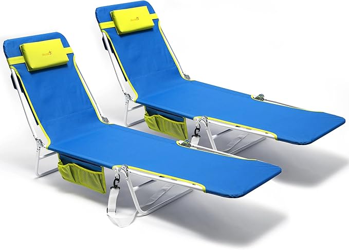 daystar SunnyFeel Beach Lounge Chair, Backpack Reclining Beach Chairs Lay Flat, Face Down Tanning Chair - Photo 1