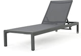 Christopher Knight Home Cape Coral Outdoor Aluminum Chaise Lounge with Mesh Seat, Grey / Dark Grey - Photo 1