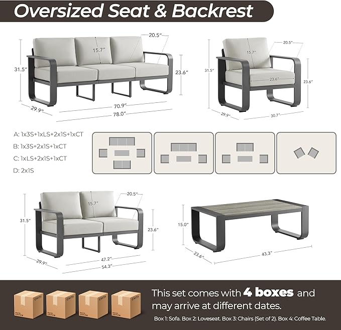 CHITA Outdoor Furniture Set 5 Piece - Photo 7