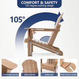 4 Chairs & 2 Tables Folding Adirondack Chair Set with Table – HDPE Weatherproof Outdoor Patio Chairs with Reclining - Photo 7