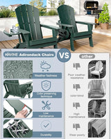Adirondack Chair Set of 4, HDPE Folding Adirondack Chair with Multifunctional Cup Holder - Photo 6