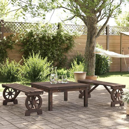 Solid Fir Garden Bench Set of 2, 45.3" Burnished Brown Rustic Outdoor Seating for Patio Lawn Backyard, 242.5 lbs Capacity Patio Furniture Chairs for Relaxing