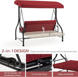 AECOJOY 3-Seat Outdoor Porch Swing with Adjustable Backrest and Canopy - Photo 2