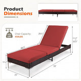 HOMREST Outdoor Lounge Chairs Set of 2, Patio Wicker Chaise Lounge with Removable Cushion - Photo 2