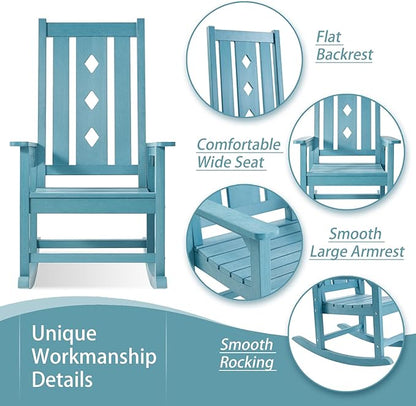 Oversized Rocking Chair, Outdoor Rocking Chair for Adults, All Weather Resistant Porch Rocker for Lawn Garden, 350lbs Weight Capacity