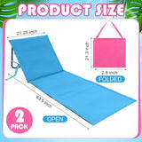 2 Pack Folding Beach Lounge Chair for Adults Couple Portable Sun Lounger Lightweight Tanning Mat with Storage Pocket - Photo 2