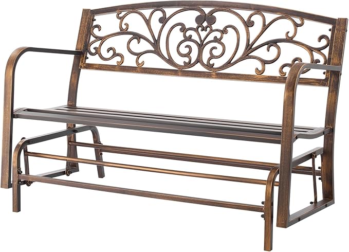 VEVOR Outdoor Bench, 50 inch, Carbon Steel Metal Frame with Cast Iron Backrest and Round Edge Armrests - Photo 9