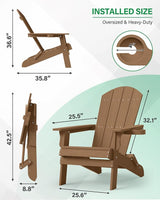 YEFU Adirondack Chair, Oversized Plastic Adirondack Chair Folding Outdoor Chairs with Cup Holder - Photo 3