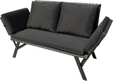 Greesum Outdoor Sofa, Woven Rattan Patio Furniture, Convertible Daybed or Double Chair with Adjustable Armrests - Photo 1