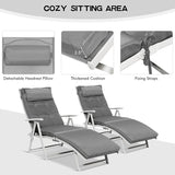 Giantex Chaise Lounge Chair for Outside, Pool Folding Reclining Beach Chair W/Removable Cushion&Headrest Pillow - Photo 6