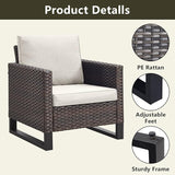 Rilyson Wicker Outdoor Patio Furniture Set - 5 Piece Patio Conversation Set with 2 Wicker Armrest Chairs - Photo 3