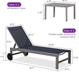 PURPLE LEAF Patio Chaise Lounge Set for 4 Outdoor Pool Lounge Chairs with Adjustable Backrest and Side Tables Aluminum - Photo 3
