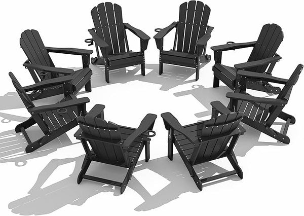Domi Folding Adirondack Chair Set of 8, HDPE All-Weather Adirondack Chairs with Cup Holder - Photo 1