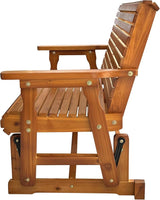 Fortune Candy Wooden Patio Glider with High Roll Back and Deep Contoured Seat, Solid Fir Wood, 2-Seater - Photo 7