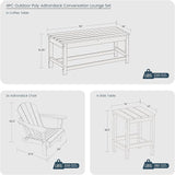 Costaelm 4-Piece Set Outdoor/Patio Poly Adirondack Chairs with a Coffee and a Side Table (2 Seater), Sand - Photo 2
