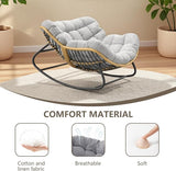 Oversized Rocking Chair, Outdoor/Indoor Patio Papasan Rocker with Thick Cushion - Photo 5