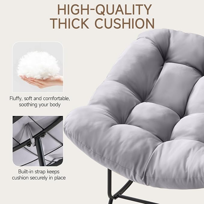ONBRILL Papasan Rocking Chair with Cushion, Oversized Patio Lounge Rocker, Egg Chair Outdoor Indoor, for Living Room - Photo 6