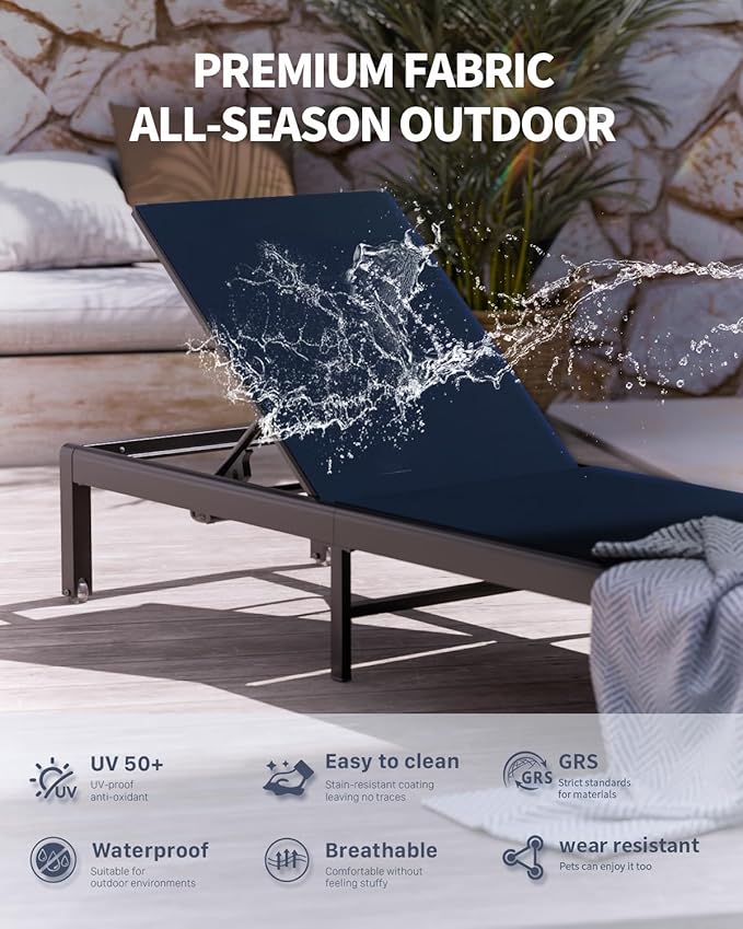 Aluminum Lounge Chairs Outdoor Chaise Furniture - Photo 4