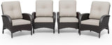 Joyside Wicker Patio Chairs, 4 Piece Rattan Outdoor Furniture with Thickened Cushions, High Back, Deep Seating - Photo 8