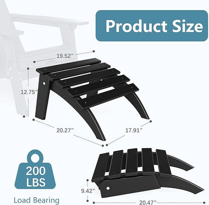 Adirondack Ottoman, Folding Adirondack Ottoman for Adirondack Chair, HDPE All Weather Outdoor Footstool for Patio, Backyard, Porch, Garden, Black