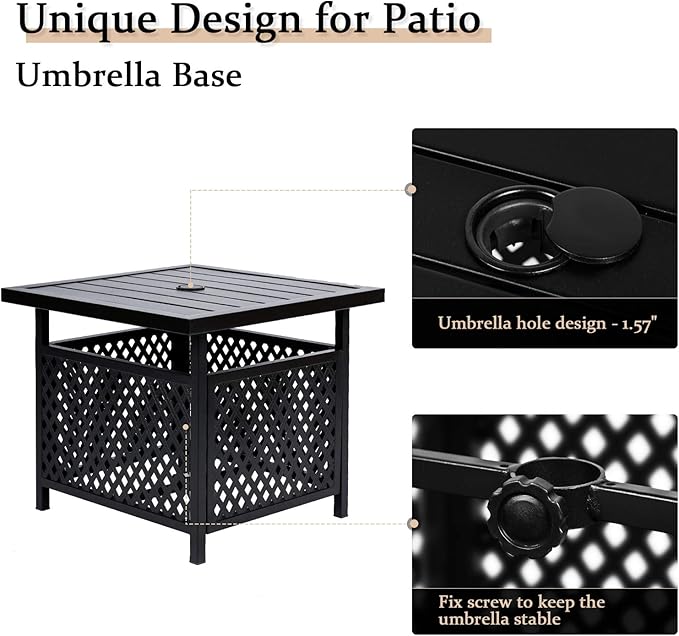 SUNCROWN 3 Pieces Outdoor Dining Swivel Chairs Set Metal Frame Patio Bistro Chairs with Brown Cushions and Patio Side Table for Garden, Backyard