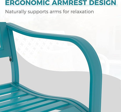 Grand patio 50" Outdoor Bench, Garden Benches with Anti-Rust Metal Powder Coated Frame, Patio Bench for Front Porch Park Outside Furniture Decor, Lake Shore