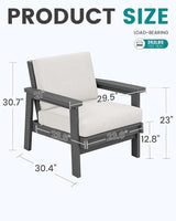 SERWALL Patio Furniture Set with 33” Fire Pit Table, HDPE Outdoor Sectional Sofa Set with Thickened Cushions - Photo 5