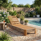 Christopher Knight Home Lamon Acacia Wood Chaise Lounge Chair Outdoor with Handwoven Rope Accents - Photo 5