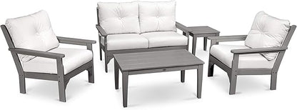 POLYWOOD® Vineyard 5-Piece Deep Seating Set in Slate Grey/Natural