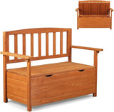 VINGLI Outdoor Storage Bench, Large Wood Deck Box with Seating, Weatherproof Outdoor Bench with Storage Loveseat - Photo 1