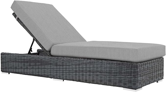 Modway Summon Wicker Rattan Aluminum Outdoor Patio Poolside Chaise Lounge Chair with Sunbrella® Fabric Cushions in - Photo 1