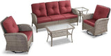 5 Pieces Wicker Patio Furniture Set-Outdoor Swivel Rocker Patio Chairs Patio Sofa Set with Tempered Glass Top Outdoor - Photo 3
