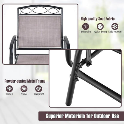 Giantex Patio Glider Chairs Set - 4 PCS Gliding Rocking Chairs w/Weather-Resistant Fabric, Heavy-Duty Metal Frame, 400 Lbs Weight Capacity, Outdoor Swing Glider for Garden, Yard, Poolside (4, Brown)