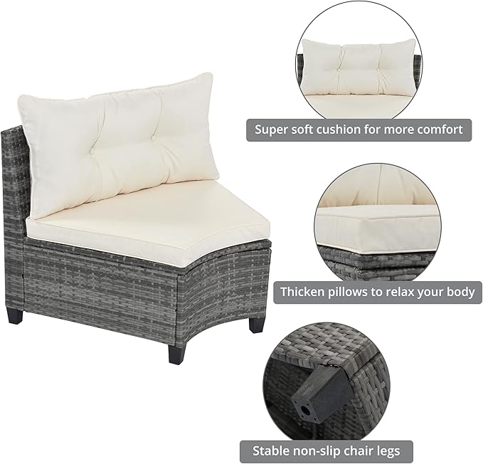 Quarte 8-Pieces Outdoor Wicker Round Sofa Set - Photo 4