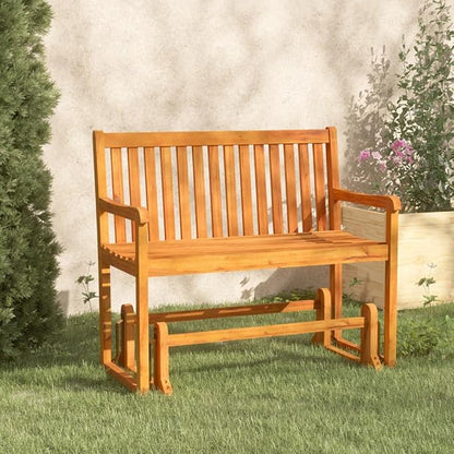 Patio Swing Bench,Park Wooden Bench,Garden Bench,Balcony Bench,Outdoor Furniture,Picnic Table Bench,Features Rocking Mechanism,for The Front Porch,Patio,Deck,Balcony,43.3" Solid Acacia Wood