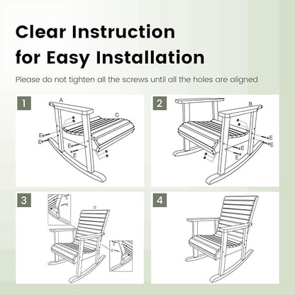 Giantex Wood Rocking Chair Outdoor - Outside Rocker with High Backrest, Wide Armrests, 330 Lbs Weight Capacity, Patio Rocking Chairs for Lawn, Backyard, Indoors, Deck, Garden, Porch Chair (1, Natural)
