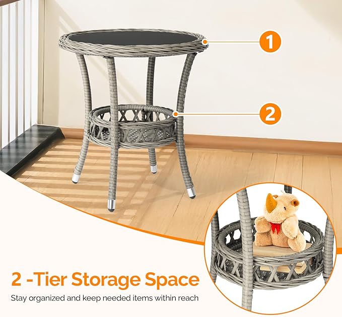 VINGLI Outdoor Wicker Side Table - Photo 4