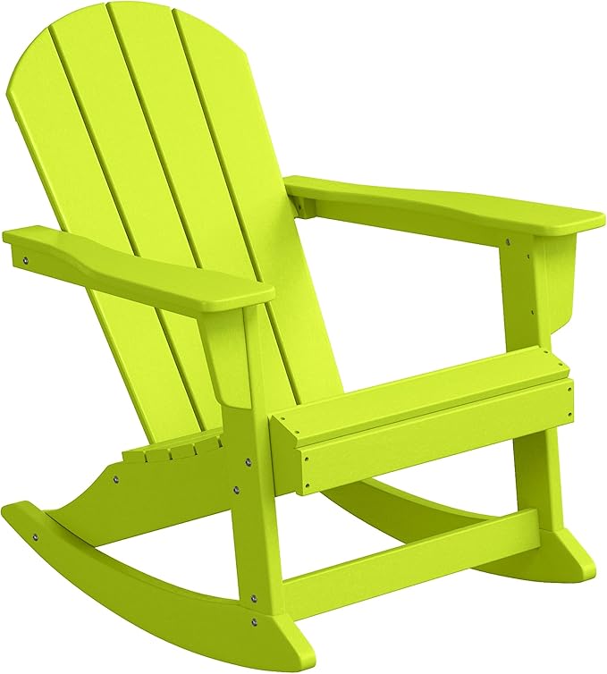 WestinTrends Malibu 2 Piece Set Outdoor/Patio Poly Adirondack Rocking Chairs (2 Seater), Lime