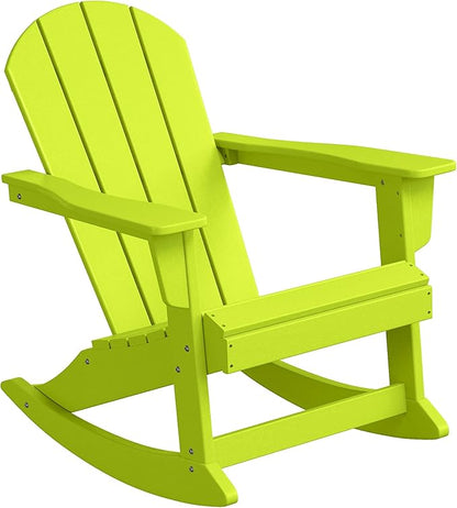 WestinTrends Malibu 2 Piece Set Outdoor/Patio Poly Adirondack Rocking Chairs (2 Seater), Lime