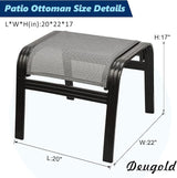 Outdoor Patio Ottoman Seat Textilene Portable Metal Footstool Portable Footrest Patio Chairs 2 Set Grey - Photo 3