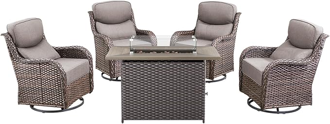 Luxury High Back Patio Furniture Set Fire Pit Table with 6-Inch Thick Cushions - Photo 9