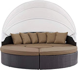Modway Convene Wicker Rattan Outdoor Patio Retractable Canopy Round Poolside Sectional Sofa Daybed with Cushions in - Photo 9