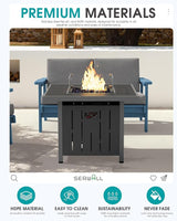SERWALL Patio Furniture Set with 33” Fire Pit Table, HDPE Outdoor Sectional Sofa Set with Thickened Cushions - Photo 7