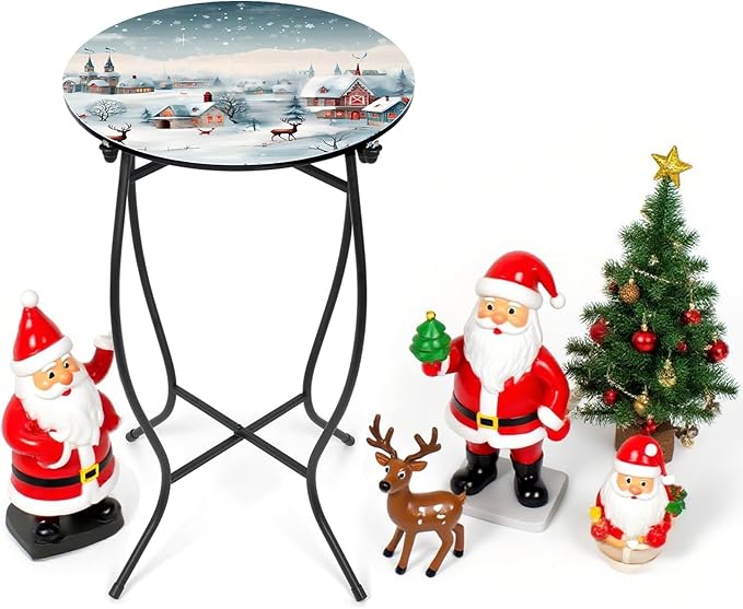 21" H Metal Side Table, Unique Christmas Tabletop with Metal Frame - Photo 2