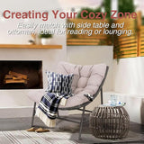 PHI VILLA Outdoor Papasan Chairs Set of 2, Oversized Scoop Wicker Chairs with Cushions & Steel Frame - Photo 4