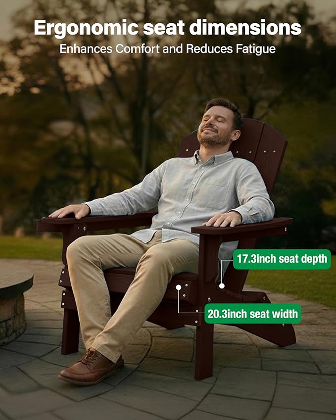 YEFU Adirondack Chair, Oversized Plastic Adirondack Chair Folding Outdoor Chairs with cup holder - Photo 4