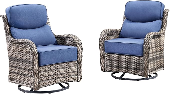 Luxury Outdoor Swivel Rocker Patio Chairs Set of 2 with 6-Inch Thick Cushions - Photo 8