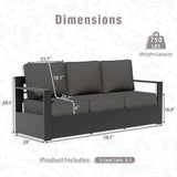 Outdoor Aluminum Furniture Set, 3-Piece Patio Conversation Set, 2 Swivel Chairs and 1 Sofa, All-Weather Metal Frame - Photo 3